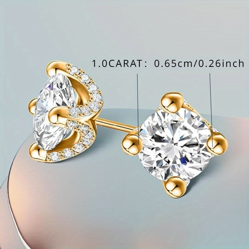 Women's 925 Silver Moissanite Four-Prong Stud Earrings, Minimalist Design